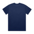 A navy heavy t-shirt with a standard crew neck and short sleeves, featuring a brand logo.