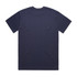 A plain navy blue t-shirt with a relaxed fit and short sleeves, featuring a small logo on the back.