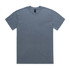 A heavy faded tee in a muted blue-grey colour with a round neck and short sleeves. It features a logo tag.