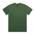A heavy faded green t-shirt with short sleeves and a crew neck, featuring a logo.