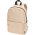 A beige laptop backpack with a front pocket, adjustable straps, and a logo on the side.