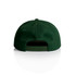 A green cap with an adjustable strap and a solid design, featuring a logo on the back.