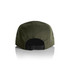 A green Finn Five Panel Cap with a black adjustable strap at the back and metal ventilation eyelets.