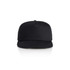 A black cap featuring a structured design and a logo on the front. Suitable for casual wear.