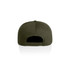 A dark green cap with a rear adjustment strap and a logo, featuring a smooth fabric texture.
