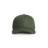 A green cap with a structured design and a logo on the front. Ideal for headwear collection.