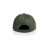 A green cap featuring a rear adjustable strap and a logo on the back.