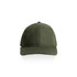A green wool cap with a structured front and curved brim, featuring a logo on the side.