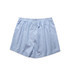 Blue and white striped boxer shorts with an elastic waistband and no visible branding.