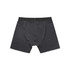 A pair of dark grey trunks with an elastic waistband, featuring a simple design and no visible branding.
