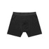 A pair of black boxer shorts with an elastic waistband. The design is simple and without patterns.