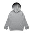 A grey hoodie with a front pocket and a large hood, featuring a soft texture and long sleeves.