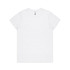 A plain white organic t-shirt with a round neckline and short sleeves. It features a brand logo on the label.