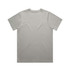 A grey classic t-shirt with short sleeves and a plain back, featuring a logo.
