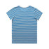A striped T-shirt featuring blue and white horizontal stripes, with a crew neck and short sleeves.
