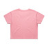 A pink crop tee with short sleeves and a plain back, featuring a logo.