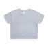 A light blue crop tee with a relaxed fit and a simple design. It has a logo on the label.