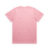 A pink heavy cotton T-shirt with a plain back design. It features a logo on one side.
