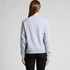 A grey sweater viewed from the back, featuring long sleeves and a relaxed fit. The design includes a logo on the fabric.