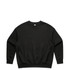 A black jumper with a crew neck design and long sleeves. It features a logo on the front.