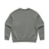 A grey jumper with a crew neck and long sleeves, featuring a simple design and a logo.