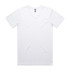 A white V-neck T-shirt featuring short sleeves and a branded label at the neckline.