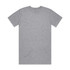 A grey T-shirt featuring short sleeves and a crew neck design, with a logo on the inside label.