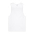 A white singlet tank top with a plain design and a small logo on the back.