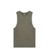 A stone wash green tank top with a sleeveless design, featuring a simple cut and a brand logo.