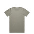 A light olive green T-shirt featuring a round neck and short sleeves, with a logo at the neckline.