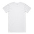A plain white T-shirt featuring a standard back design and a logo or branding on the inside label.