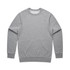 A grey jumper with long sleeves and a crew neck, featuring a logo on the inside collar.