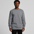 A grey hoodie with long sleeves and a round neckline, featuring a simple design and a logo.