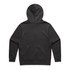 A black hoodie with a standard fit and a spacious hood, featuring a plain design on the back.