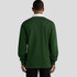 A green rugby jersey featuring a white collar, showcasing a plain back view with long sleeves.