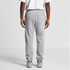 Grey track pants featuring a back pocket and elasticated cuffs. The model is wearing a white t-shirt.