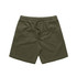 Cord shorts in olive green, featuring an elastic waistband and adjustable drawstring. Includes branding.