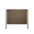 A brown half apron featuring a large pocket and ties on either side. It has a simple design and includes branding.