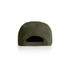 A cap in dark green with a snapback closure and ventilation holes at the back. It features a logo.