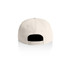 A beige cap with a rear adjustable strap and a logo on the back.