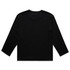 A long-sleeve black T-shirt featuring a plain back design. The shirt has a fitted silhouette and a subtle branding logo.