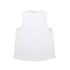 A plain white tank top with a rounded hem and no visible branding. The back view of the singlet is displayed.