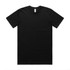 A black organic t-shirt featuring a classic crew neck design and a logo on the inner label.