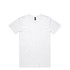 A white t-shirt displayed flat, featuring a classic crew neck design and a small logo on the label.