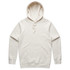 A cream-coloured hoodie with a front pocket and an adjustable hood. It features a logo on the front.