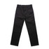 Black cargo pants featuring multiple pockets and a waistband with loops. The design includes a branding logo.