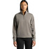 A faded grey half-zip jacket with a relaxed fit and long sleeves, featuring a small collar and logo.