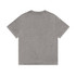 A grey stone wash heavy tee with short sleeves and a round neckline. The shirt features a logo on the back.
