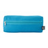 A bright blue utility case with a zippered compartment and a branding label on the side.