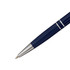 A navy blue aluminium pen with a shiny silver tip and textured grip, featuring a logo on the barrel.